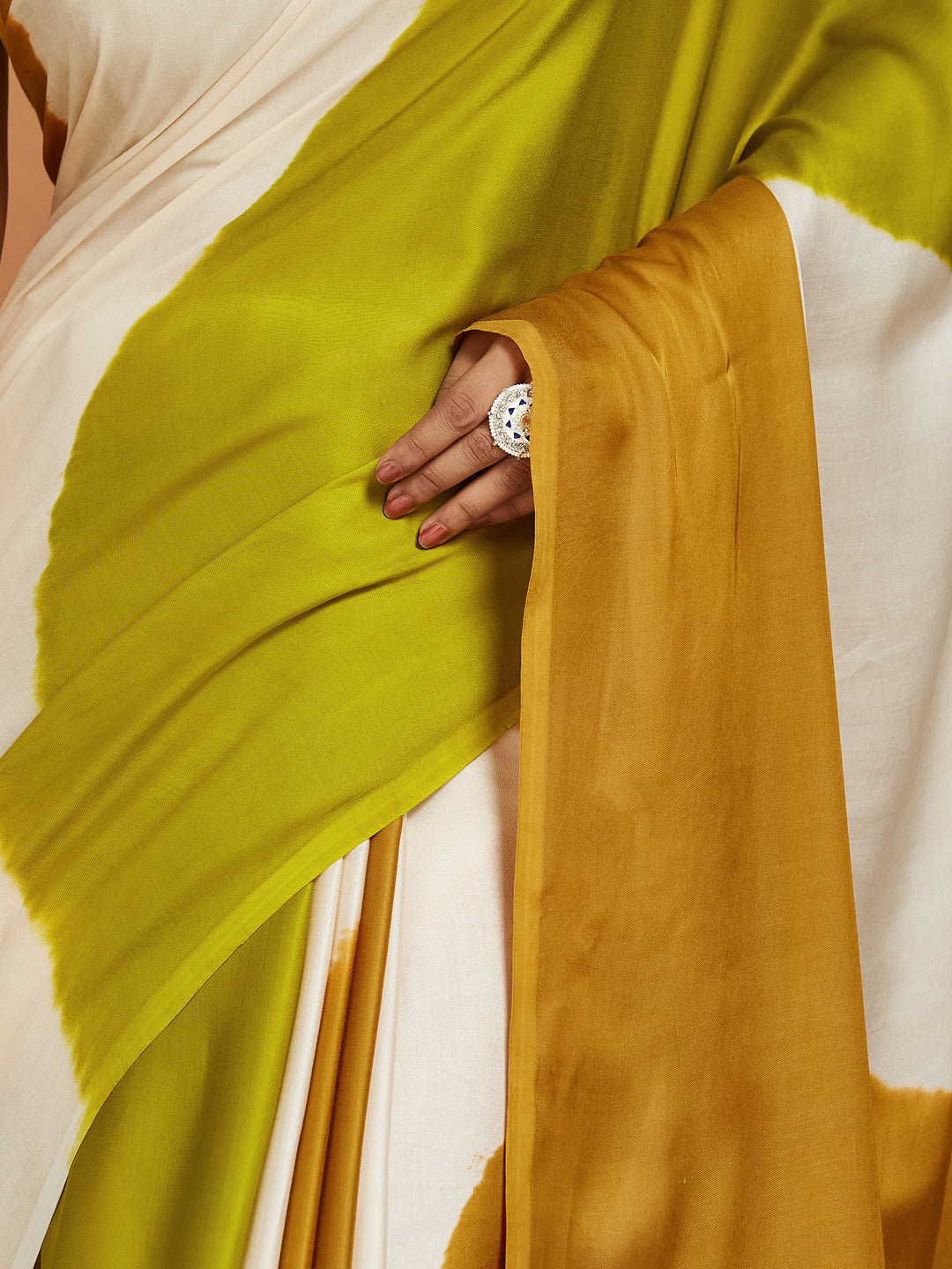 Golden Mustard & Lime Half-and-Half Silk Saree with Zari Pallu