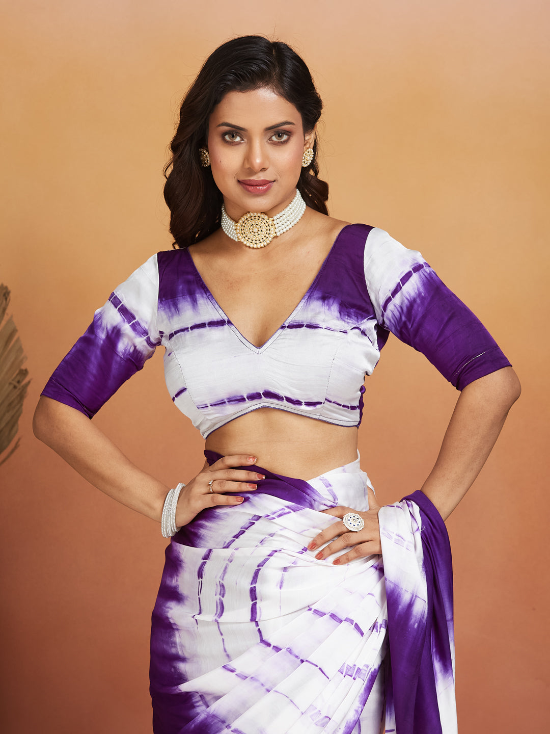 Lavender Dream Tie-Dye Saree with Zari Border