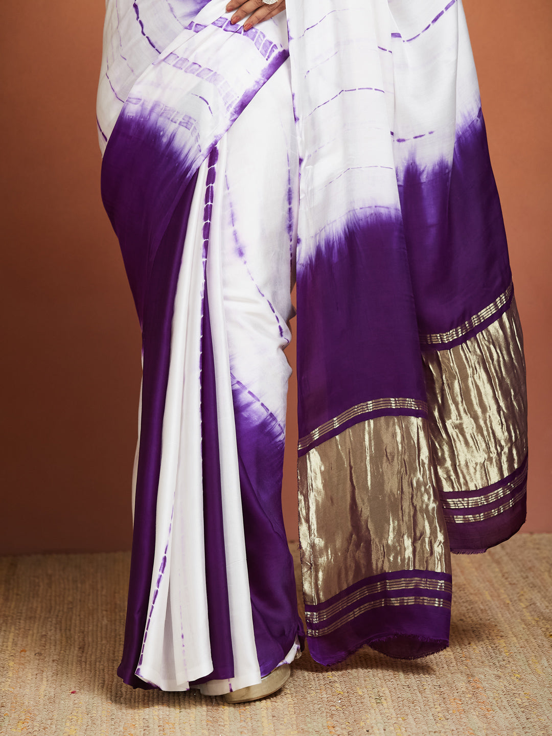Lavender Dream Tie-Dye Saree with Zari Border
