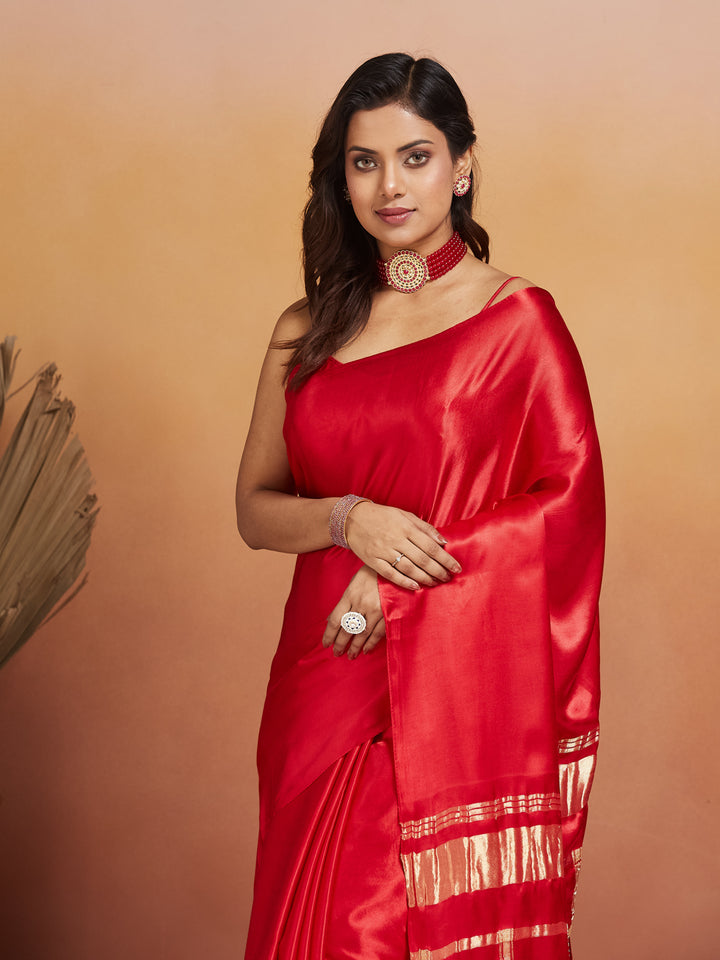 Laalima Silk Saree with Gold Grid Pallu