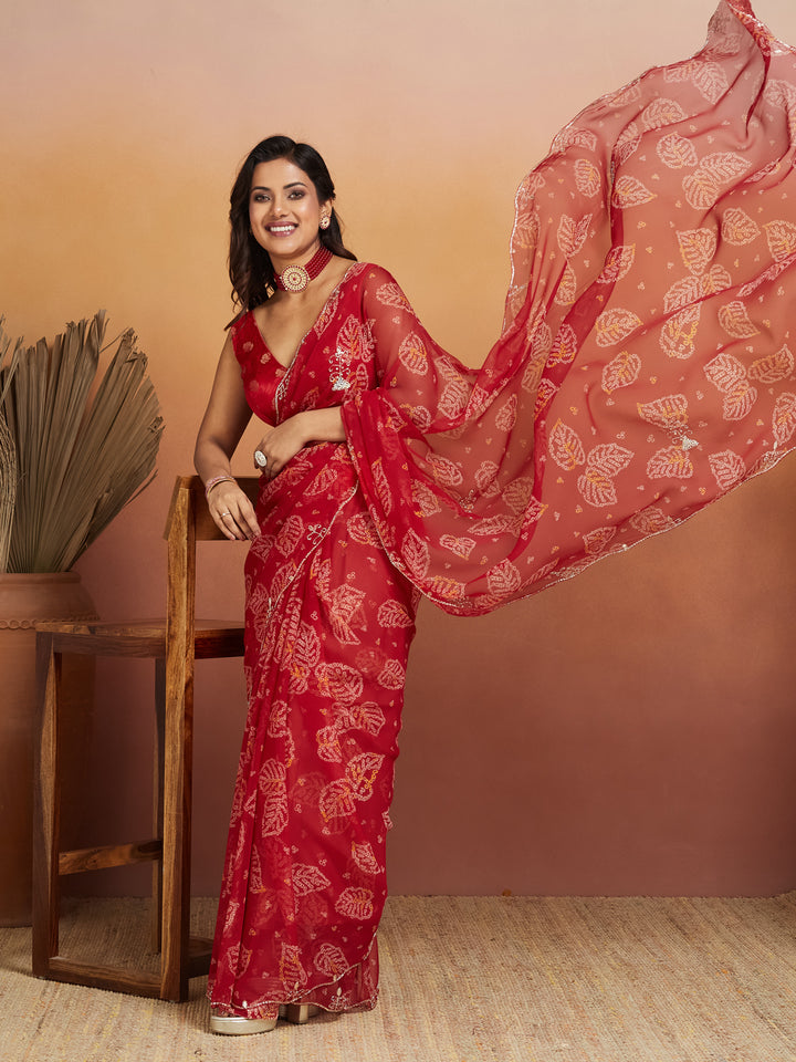Gulnaar Leaf Embroidered Saree