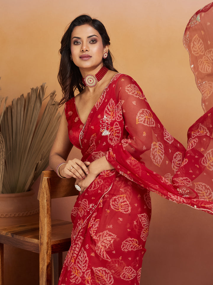 Gulnaar Leaf Embroidered Saree