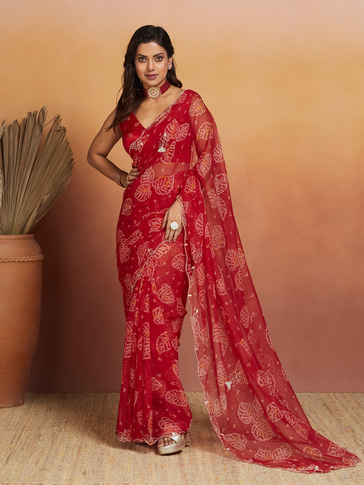 Gulnaar Leaf Embroidered Saree