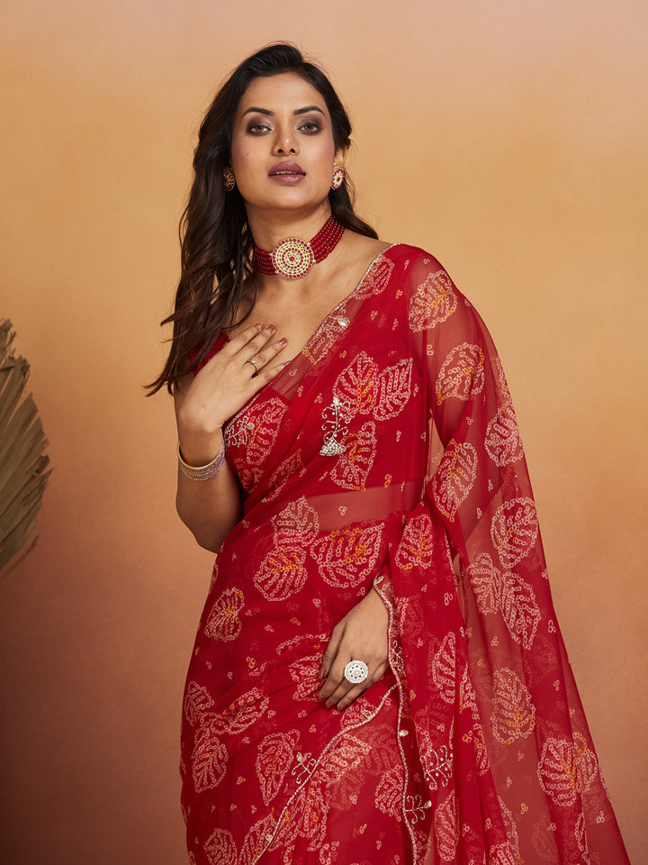 Gulnaar Leaf Embroidered Saree