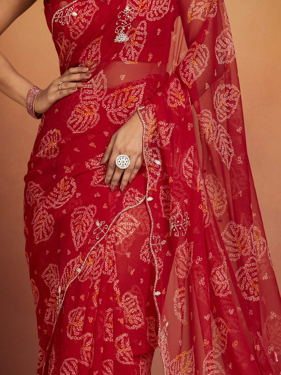 Gulnaar Leaf Embroidered Saree
