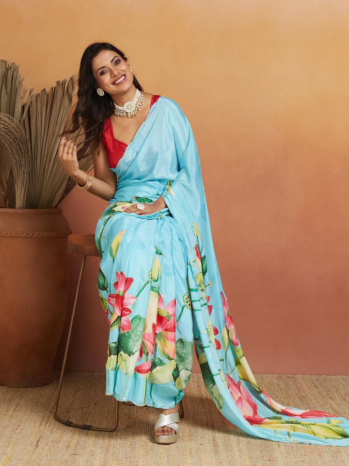 Neelkamal Blossom Sky Blue Saree