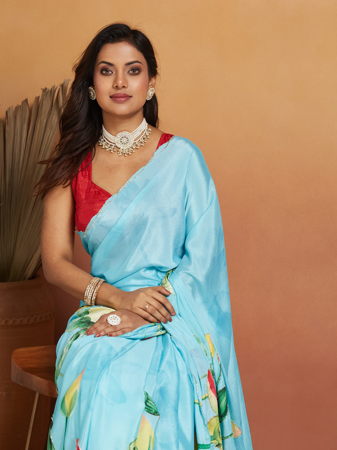 Neelkamal Blossom Sky Blue Saree