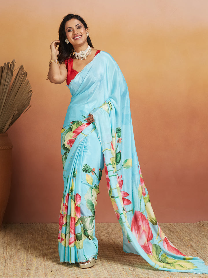 Neelkamal Blossom Sky Blue Saree