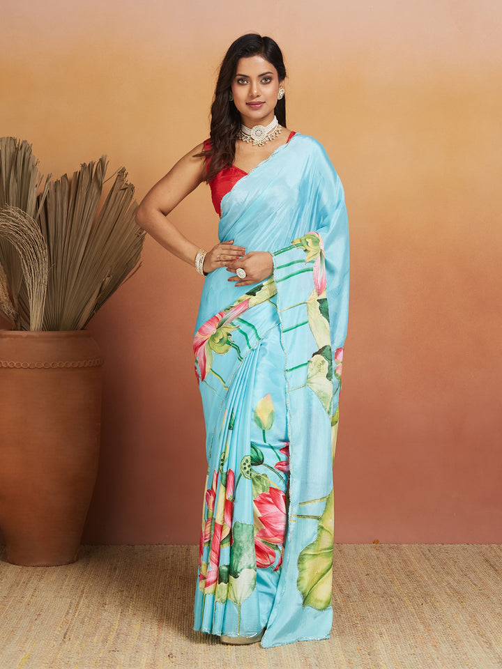 Neelkamal Blossom Sky Blue Saree