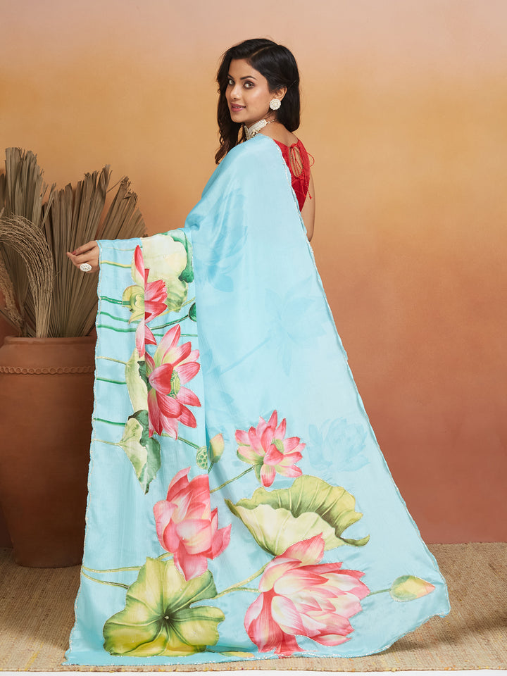 Neelkamal Blossom Sky Blue Saree