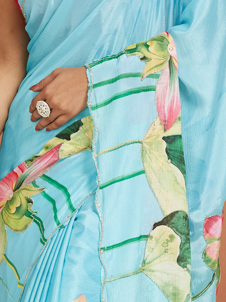 Neelkamal Blossom Sky Blue Saree