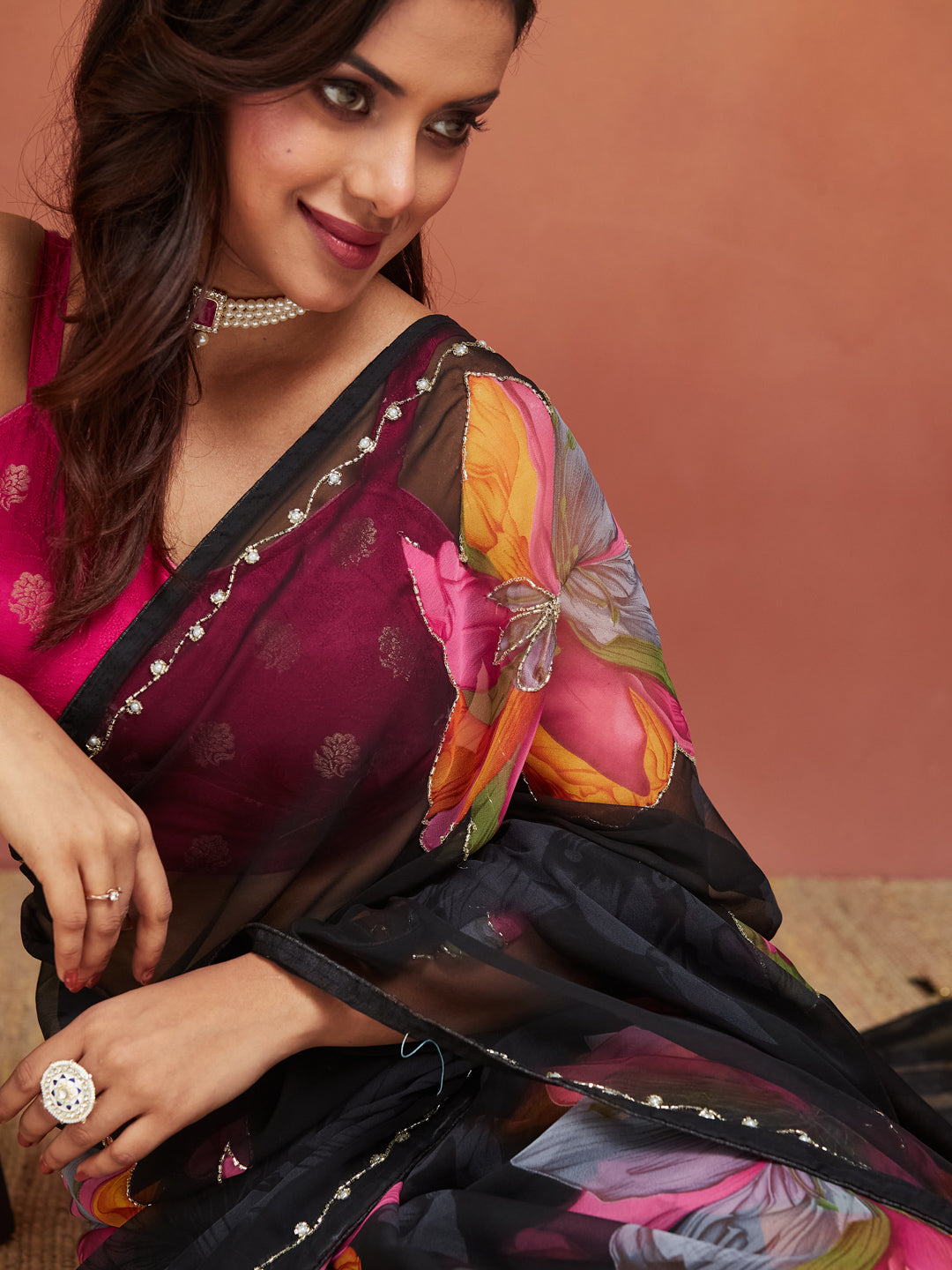 Noir Petal Bloom Saree