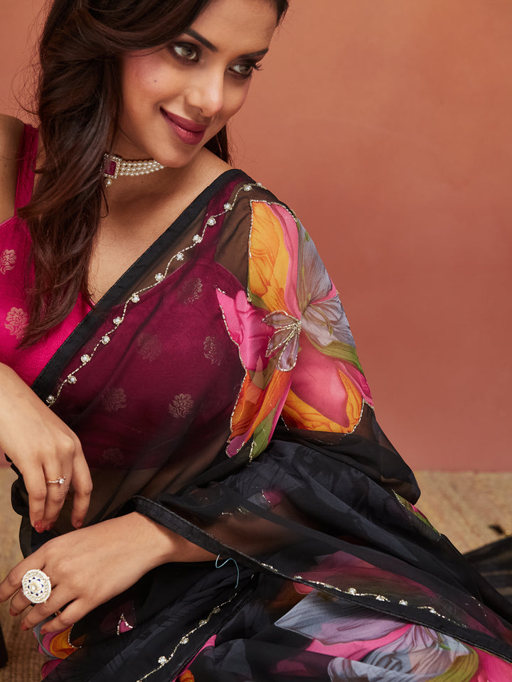 Noir Petal Bloom Saree