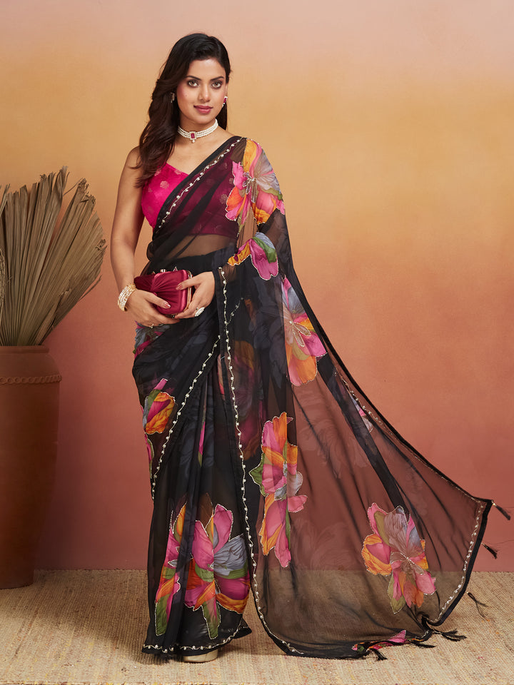 Noir Petal Bloom Saree