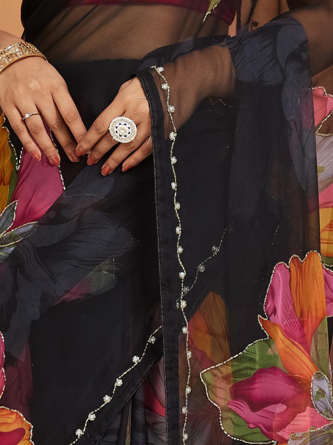 Noir Petal Bloom Saree