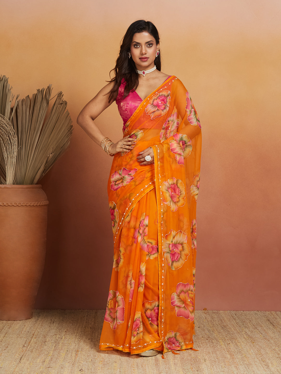 Sunset Bloom Saree