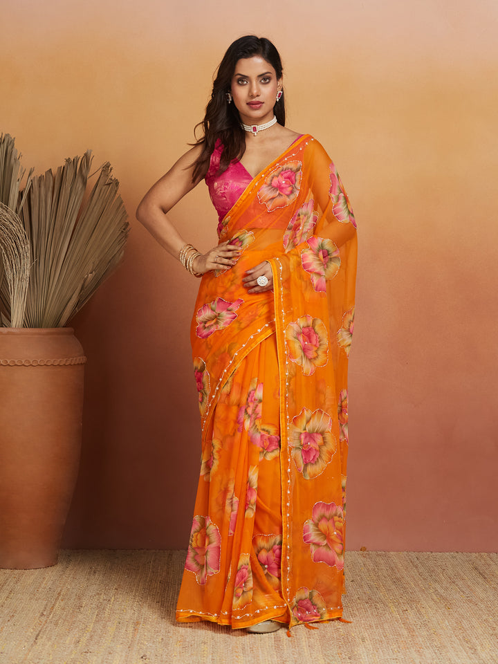 Sunset Bloom Saree