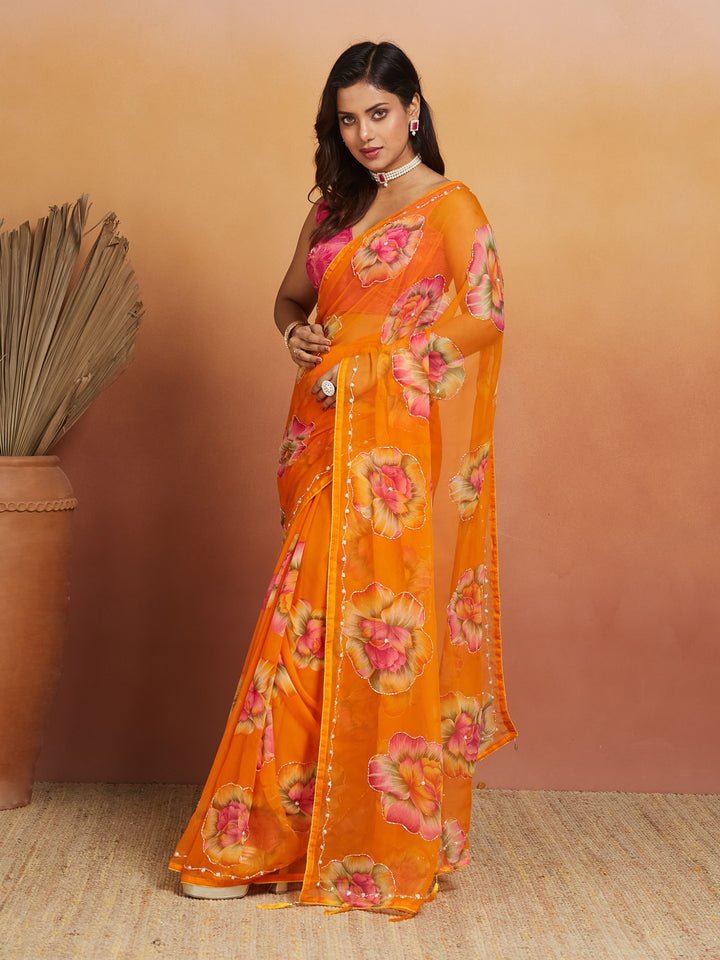 Sunset Bloom Saree