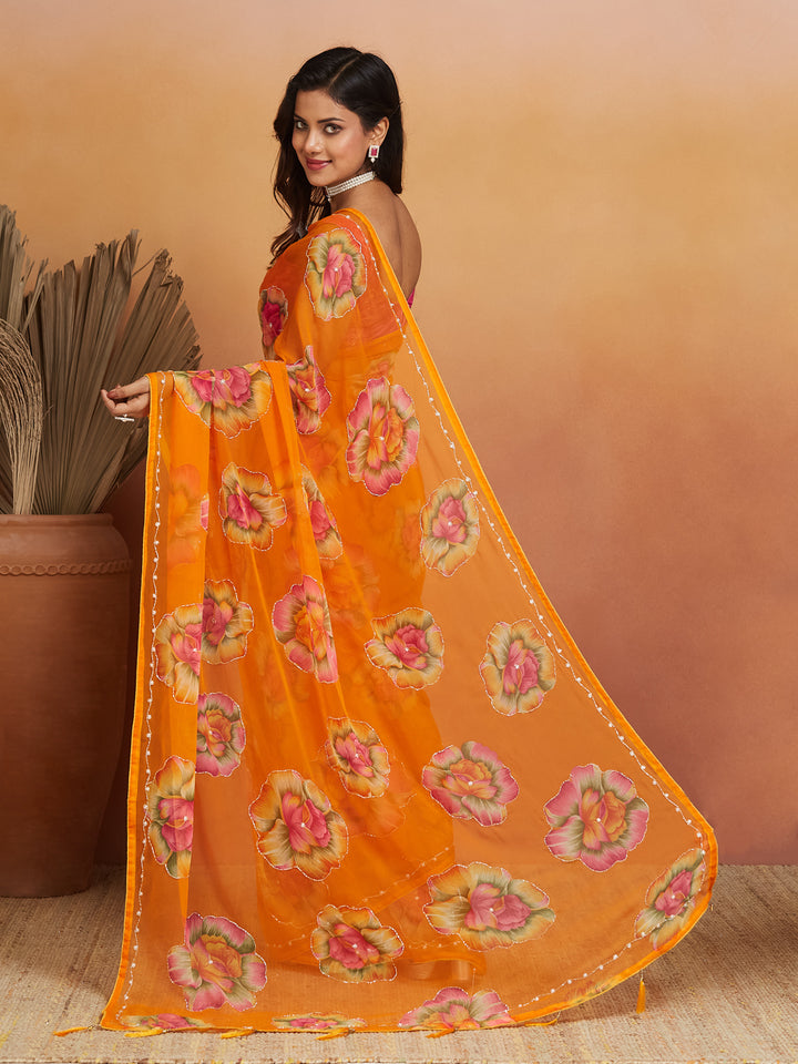 Sunset Bloom Saree