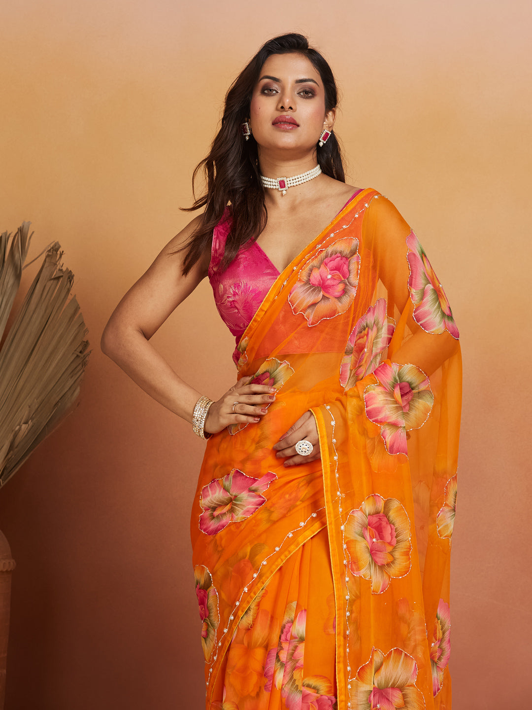 Sunset Bloom Saree