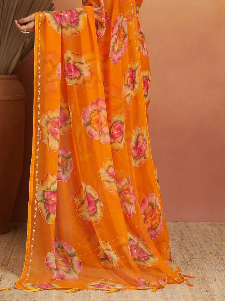 Sunset Bloom Saree