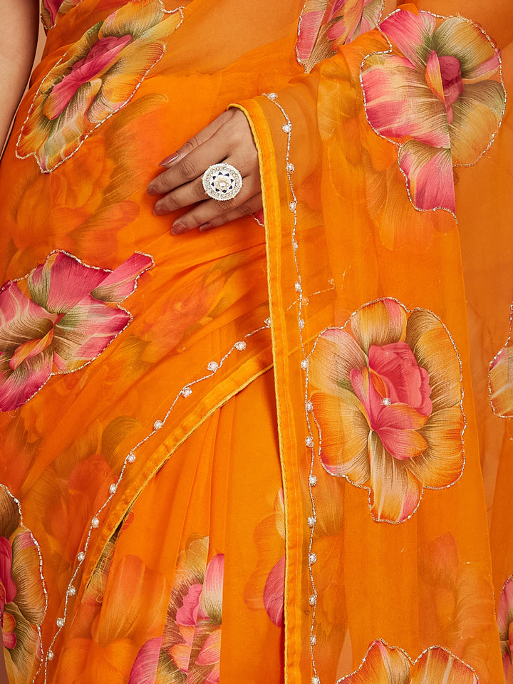 Sunset Bloom Saree