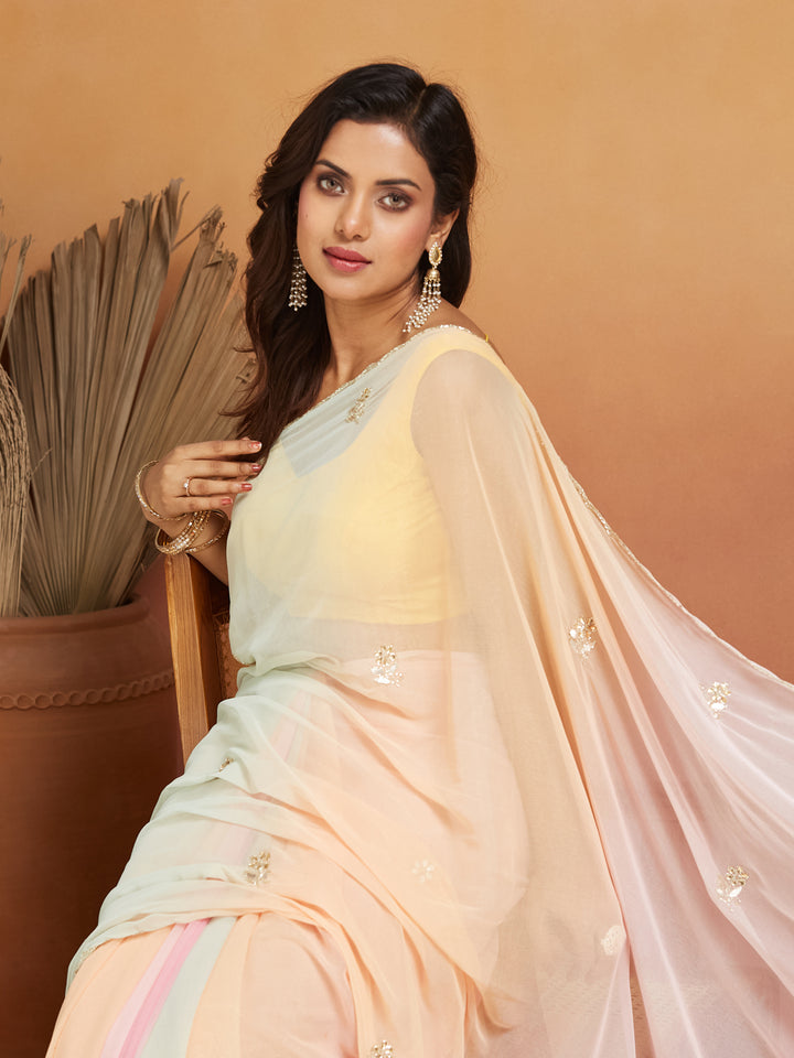 Elysian Pastel Prism Georgette Saree