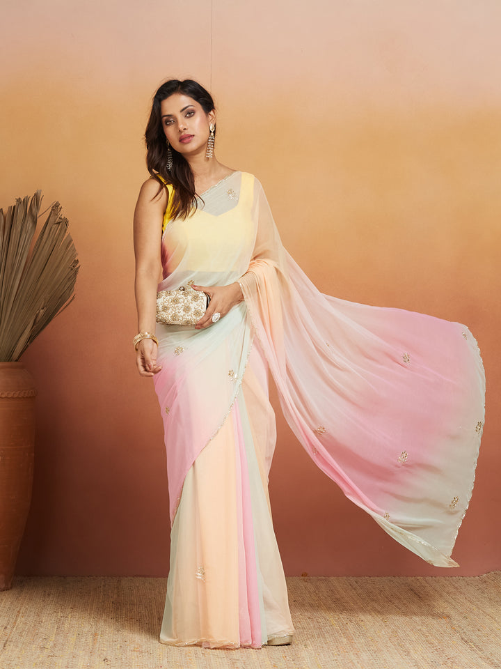 Elysian Pastel Prism Georgette Saree