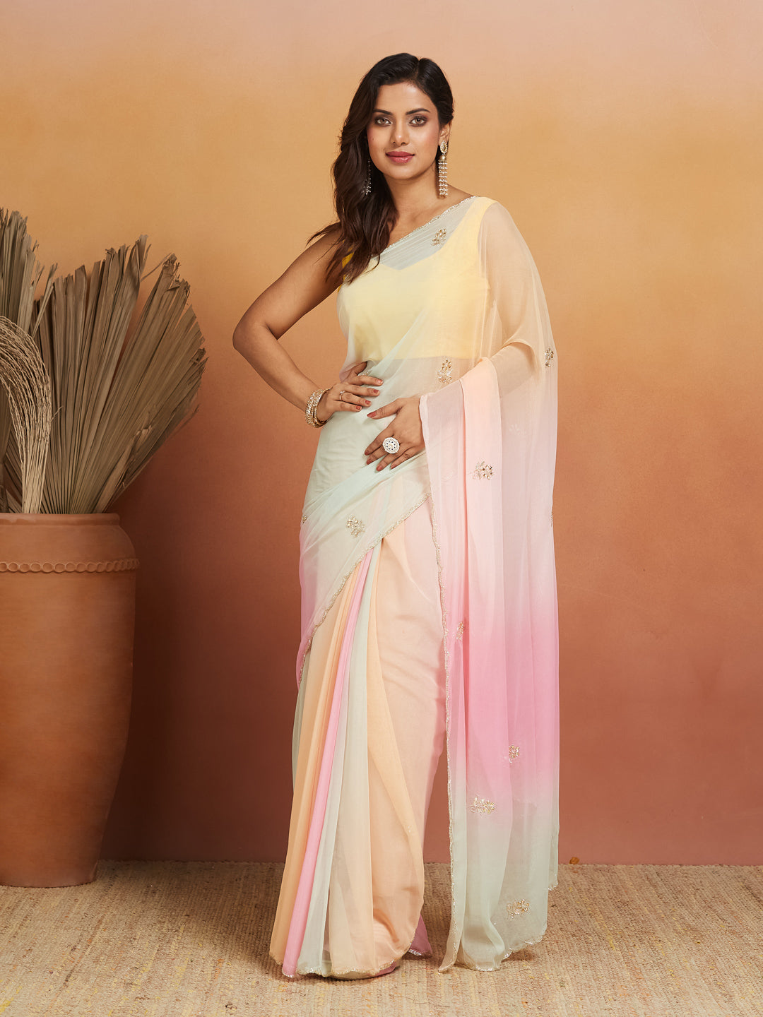 Elysian Pastel Prism Georgette Saree