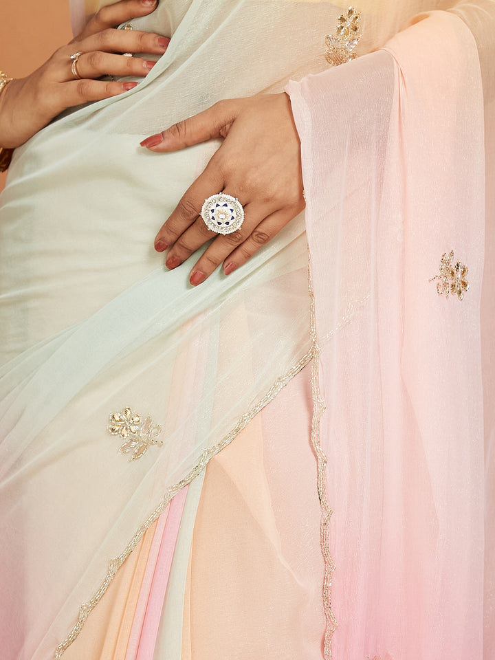Elysian Pastel Prism Georgette Saree