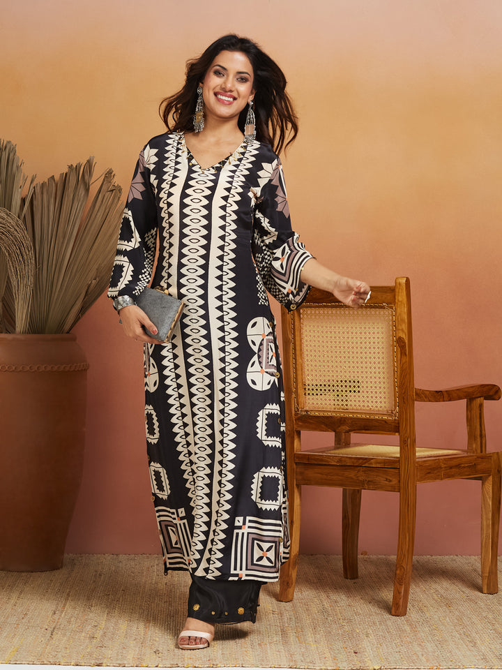 Tribal Muse Co-ord Set – Black & Beige