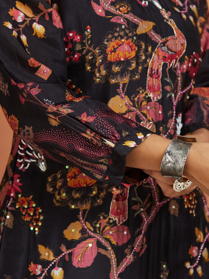 Midnight Bloom Co-ord Set – Black Floral Elegance