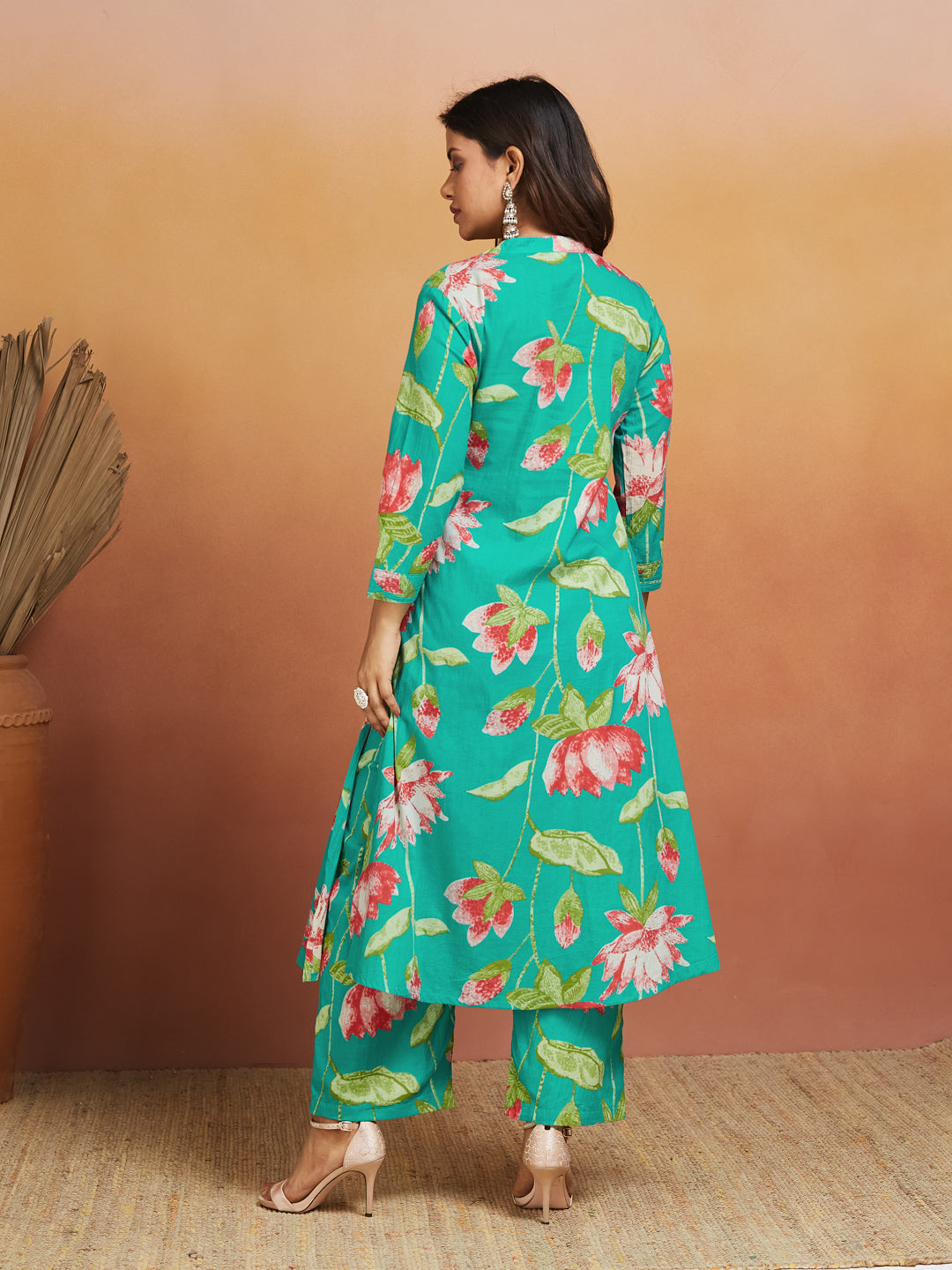 Lotus Reverie Co-ord Set – Teal Floral Harmony
