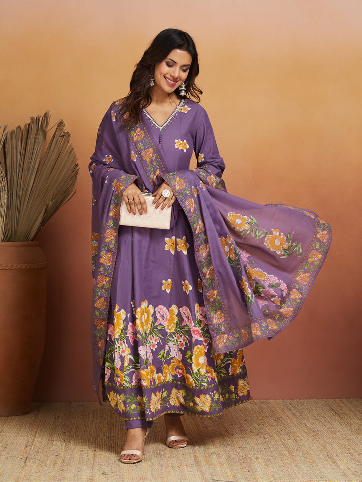 Lavender Bloom Anarkali Set – Grace in Full Flower
