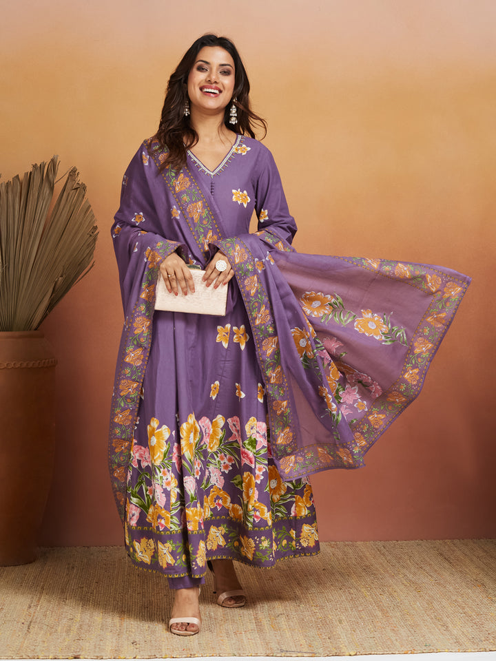 Lavender Bloom Anarkali Set – Grace in Full Flower