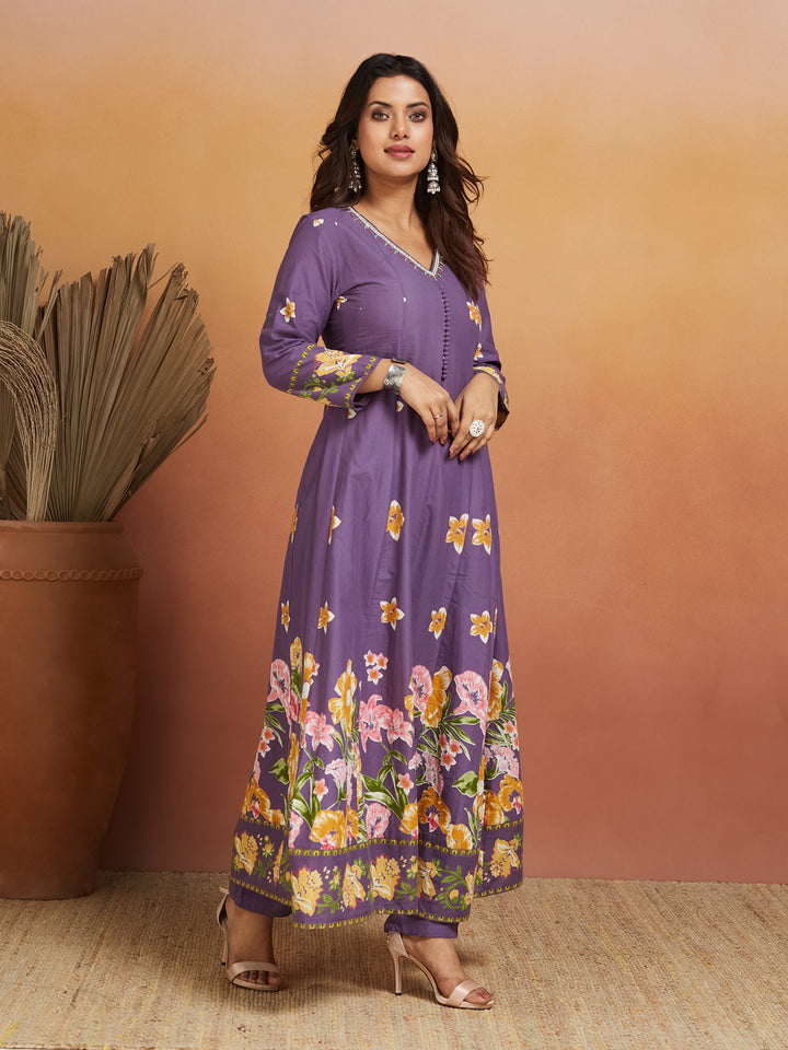 Lavender Bloom Anarkali Set – Grace in Full Flower
