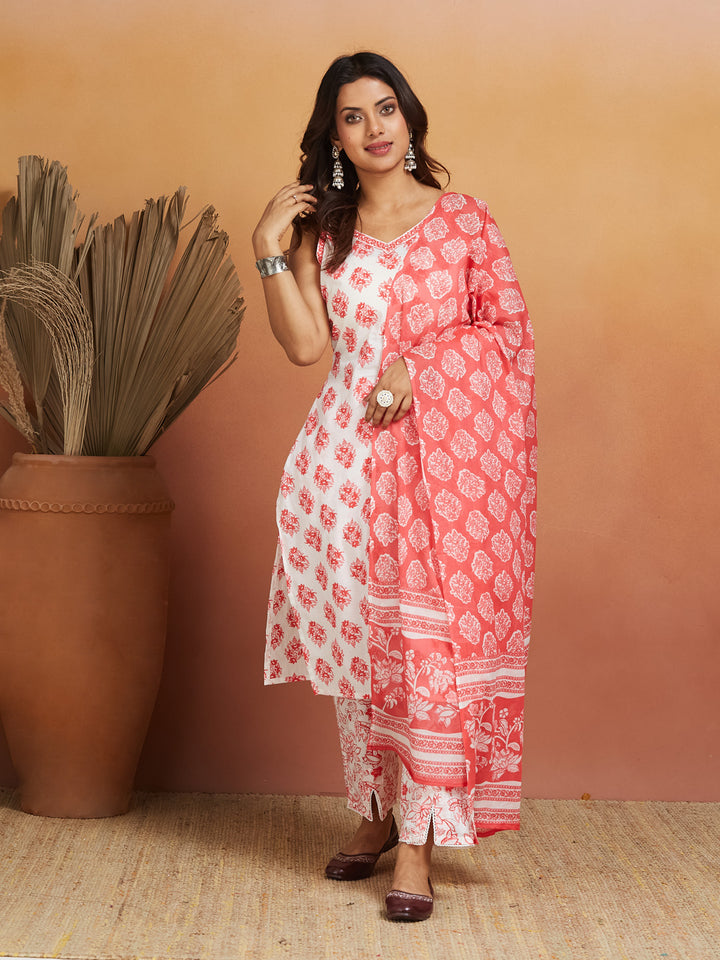 Gulab Vatika Cotton Printed Kurta Set – Blush Charm