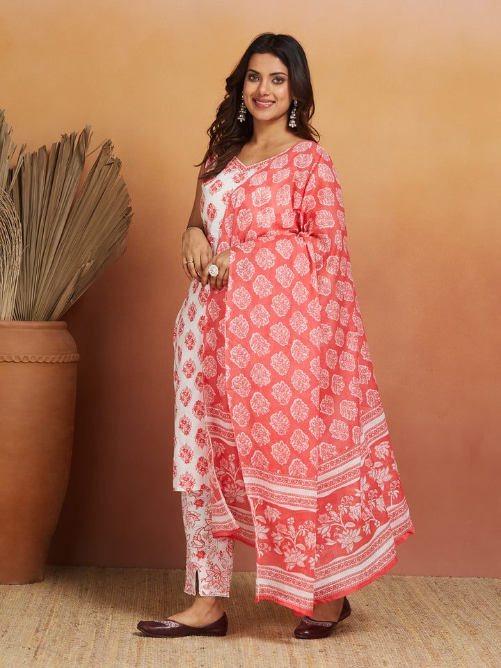 Gulab Vatika Cotton Printed Kurta Set – Blush Charm