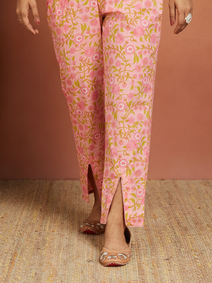 Gulaabi Noor Cotton Printed Kurta Set – Blush Petal