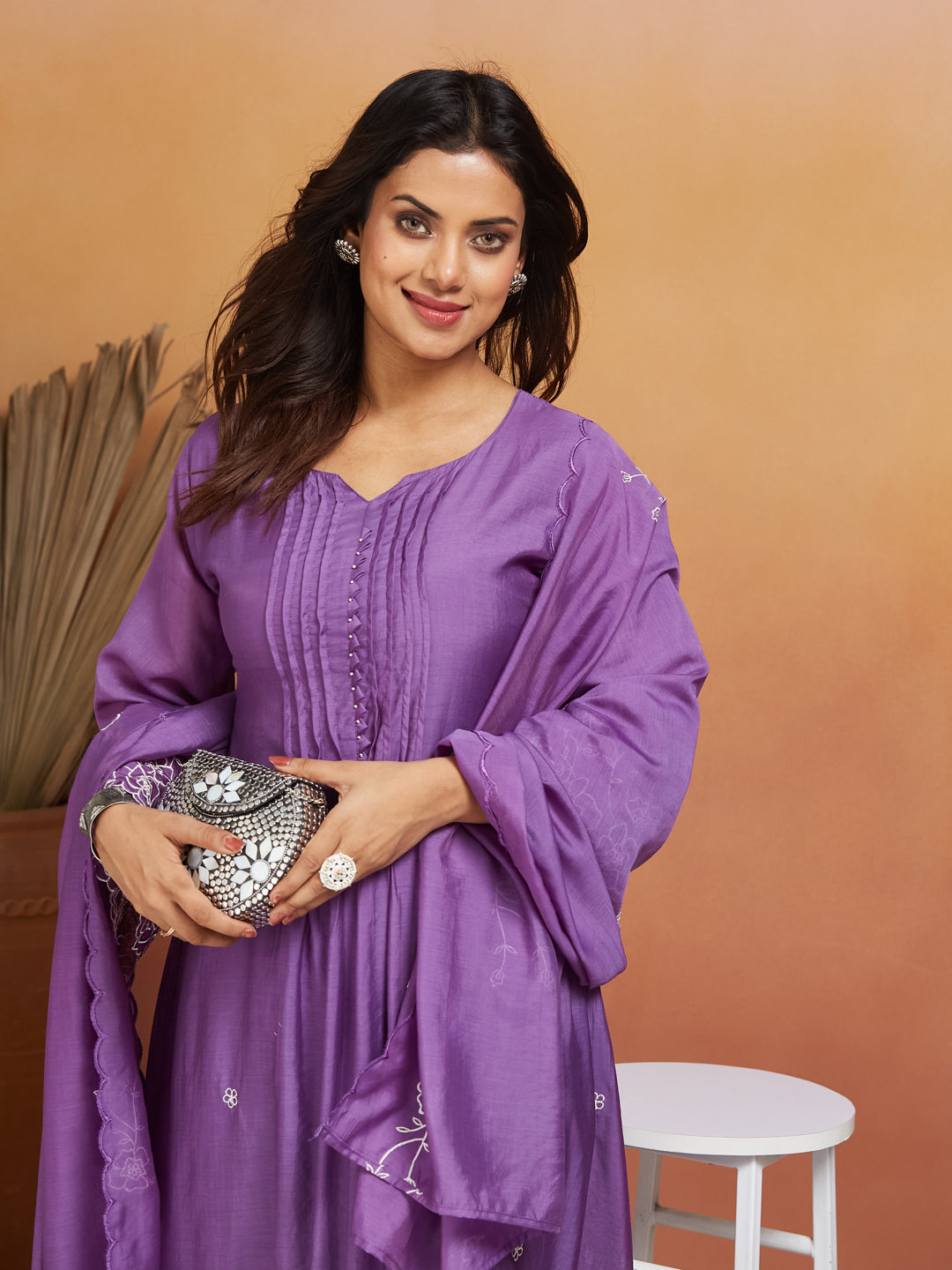 Neelkamal Cotton Embroidered Kurta Set – Royal Violet