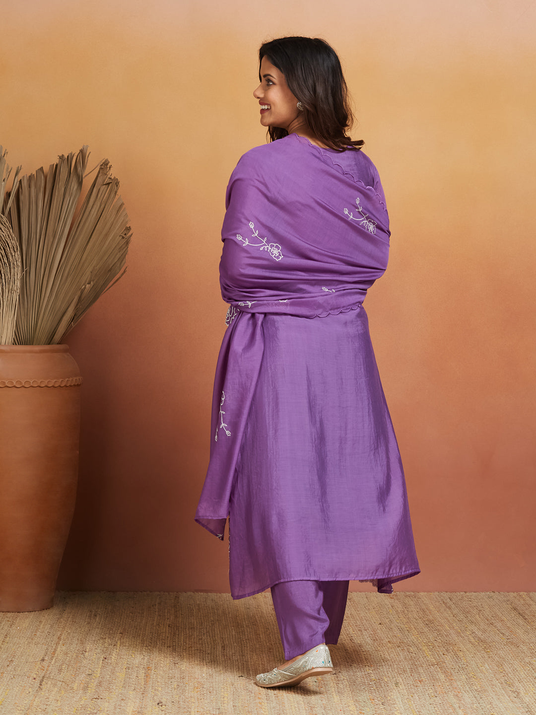 Neelkamal Cotton Embroidered Kurta Set – Royal Violet