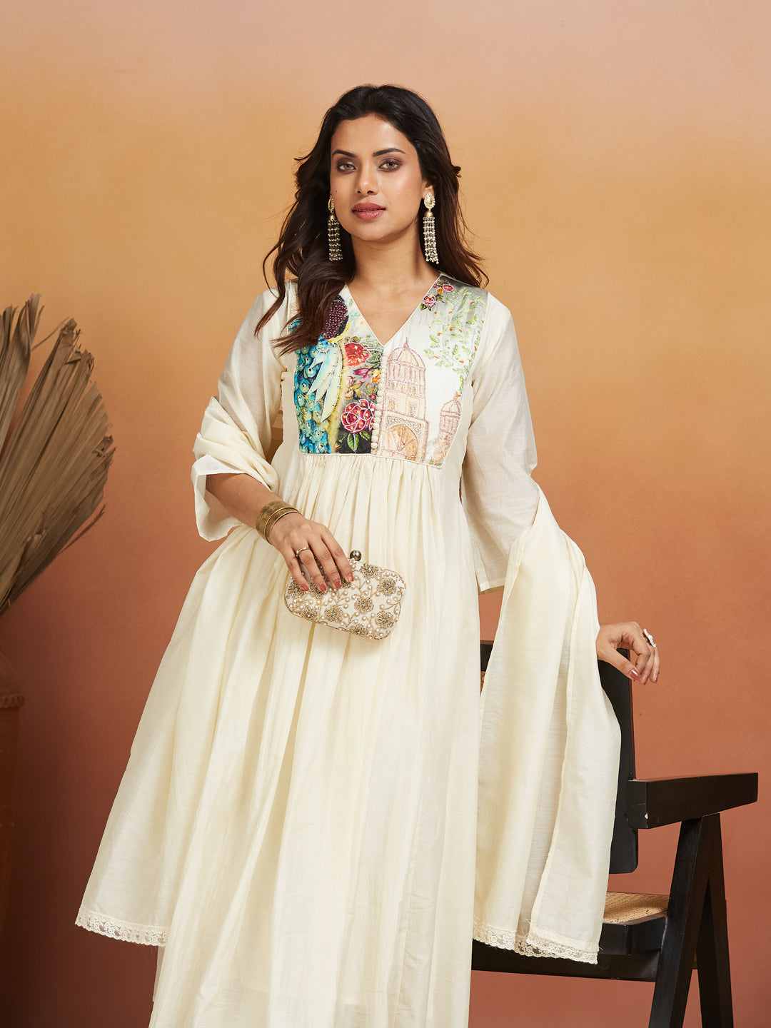 Sheherzadi Ivory Embroidered Kurta Set