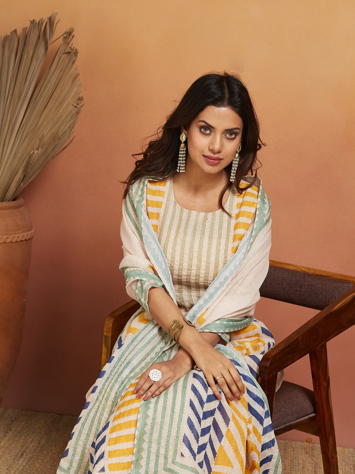 Rangrekha Handloom-Inspired Striped Kurta Set