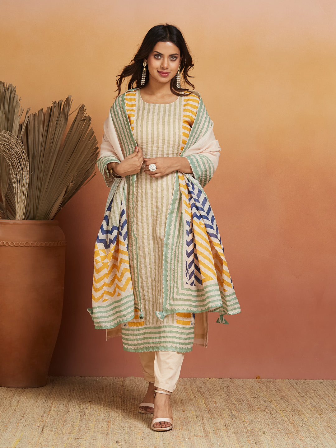 Rangrekha Handloom-Inspired Striped Kurta Set
