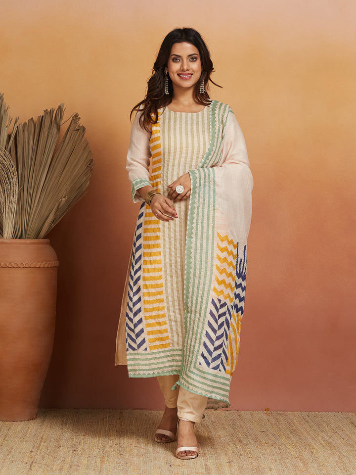 Rangrekha Handloom-Inspired Striped Kurta Set