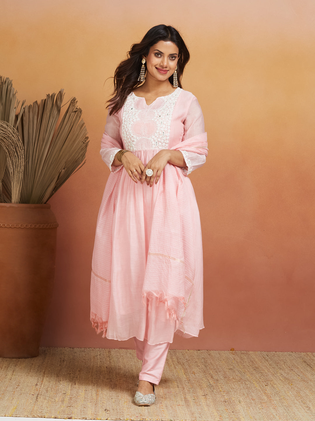 Gulroop Blush Pink Embroidered Kurta Set