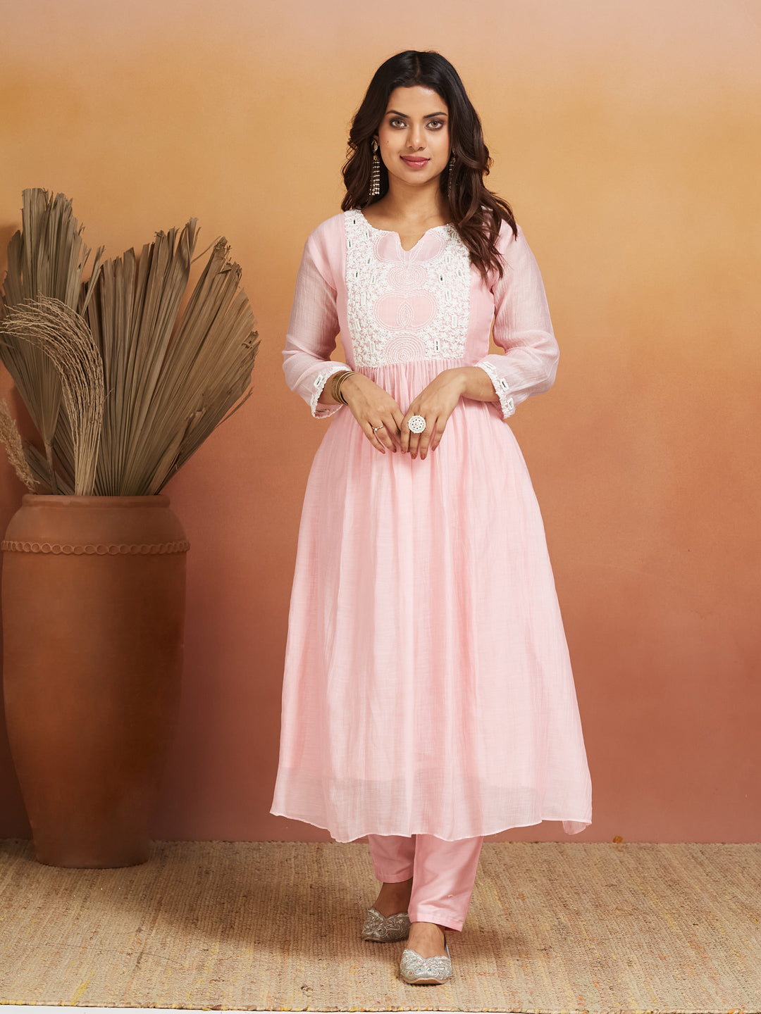 Gulroop Blush Pink Embroidered Kurta Set