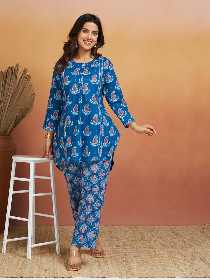 Neelkamal Blue Printed Cotton Co-Ord Set