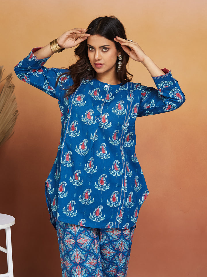 Neelkamal Blue Printed Cotton Co-Ord Set