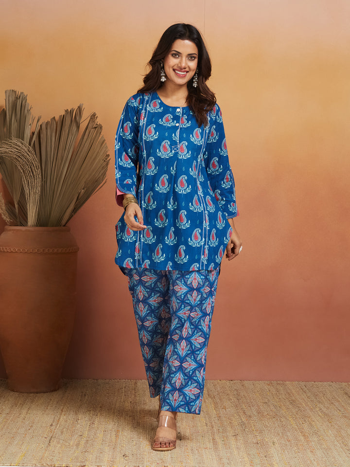Neelkamal Blue Printed Cotton Co-Ord Set